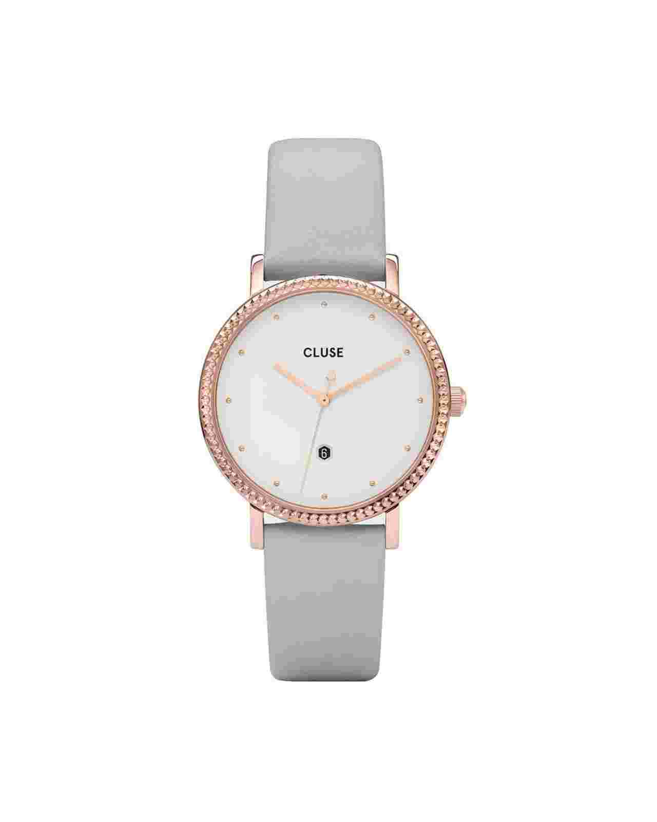 Cluse La Bohme Grey Leather Strap Watch Women Gray Watches