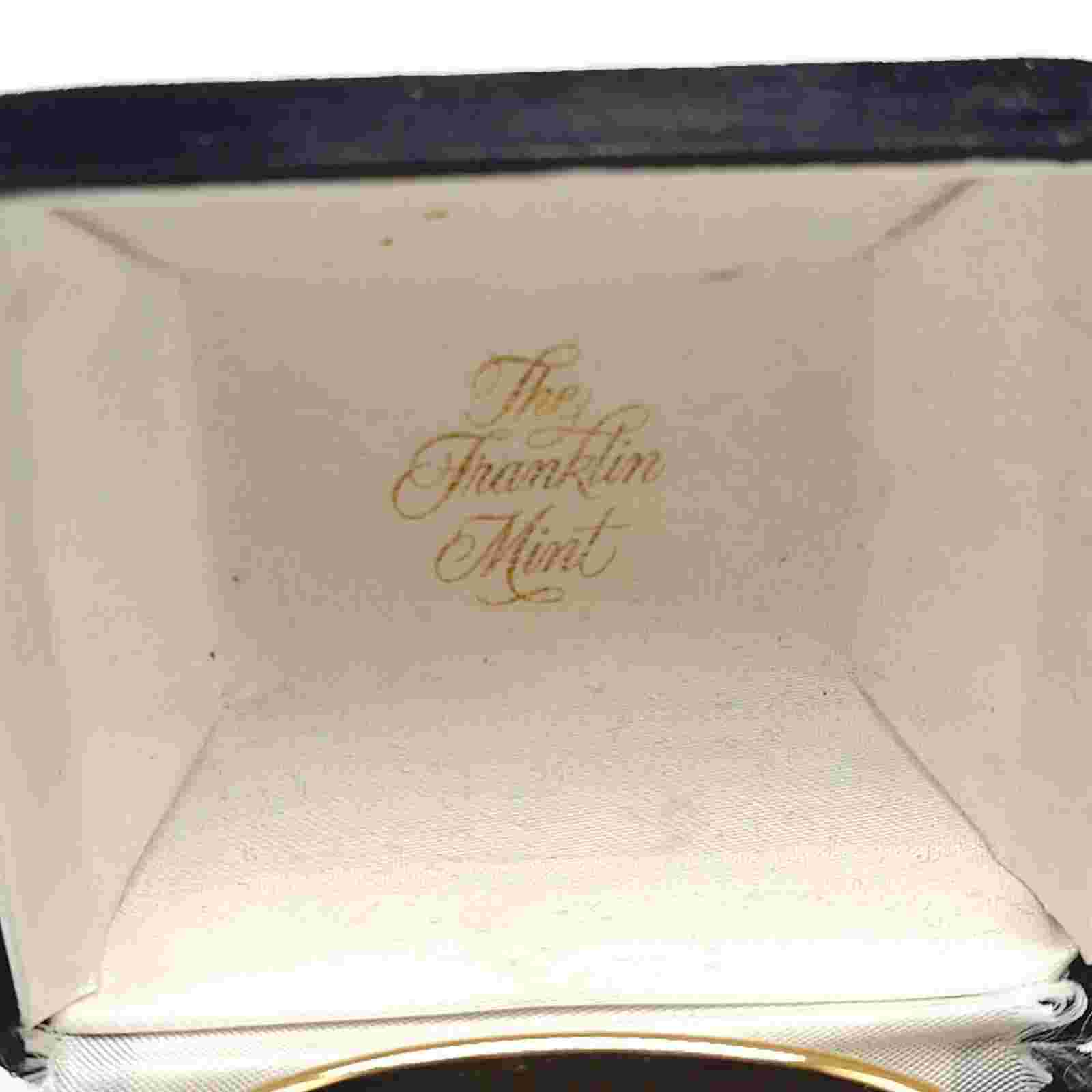 Vintage Franklin Mint Gold-Tone Bangle Watch With Colorful Gemstone Accents Box