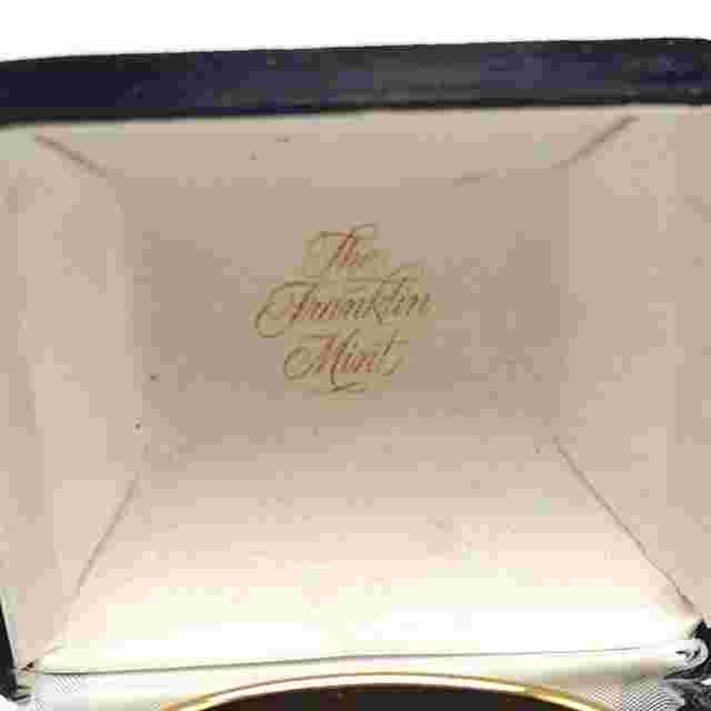 Vintage Franklin Mint Gold-Tone Bangle Watch With Colorful Gemstone Accents Box