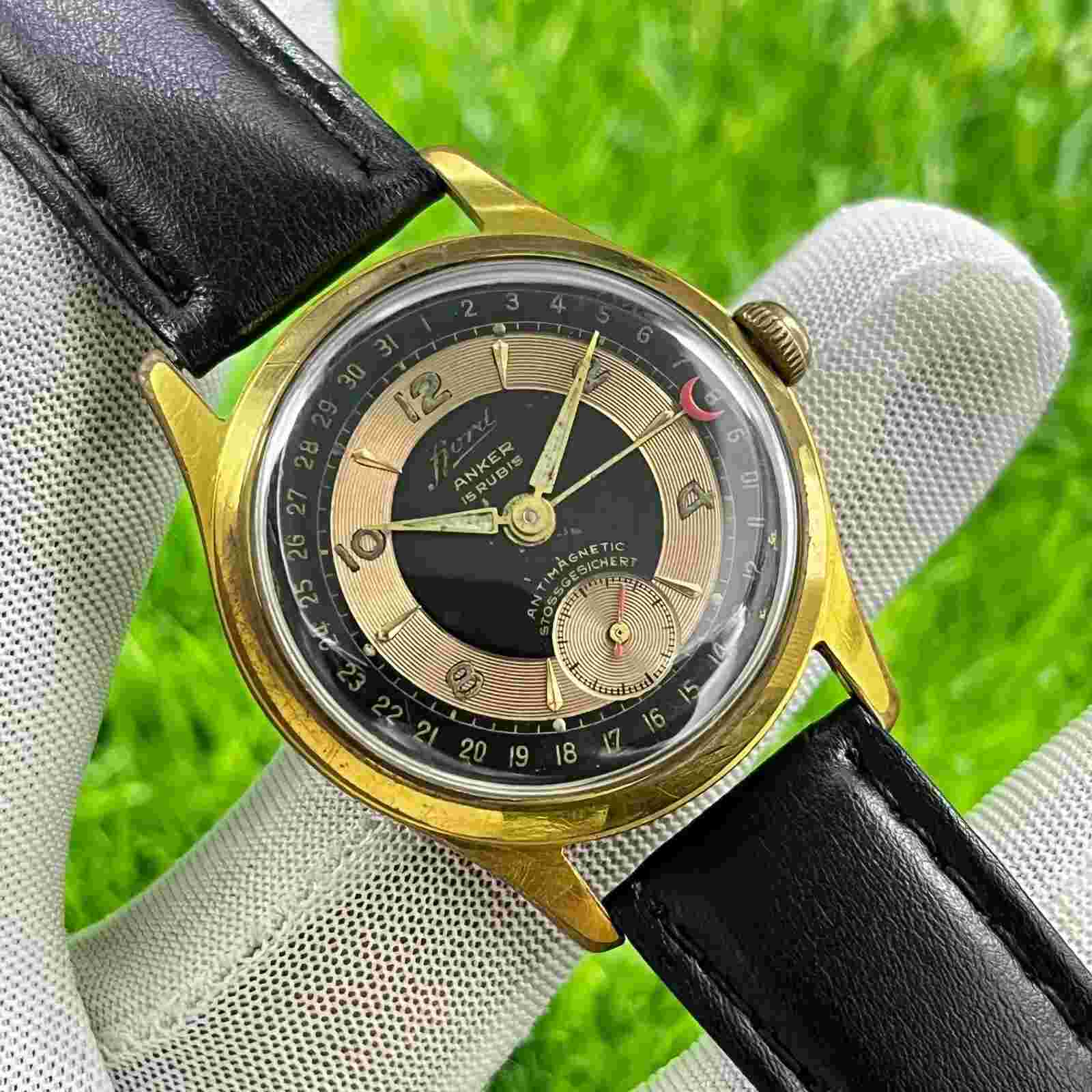 Vintage Fjord Anker Pointer Date Manual Winding 15 Rubis German Made Men's Watch
