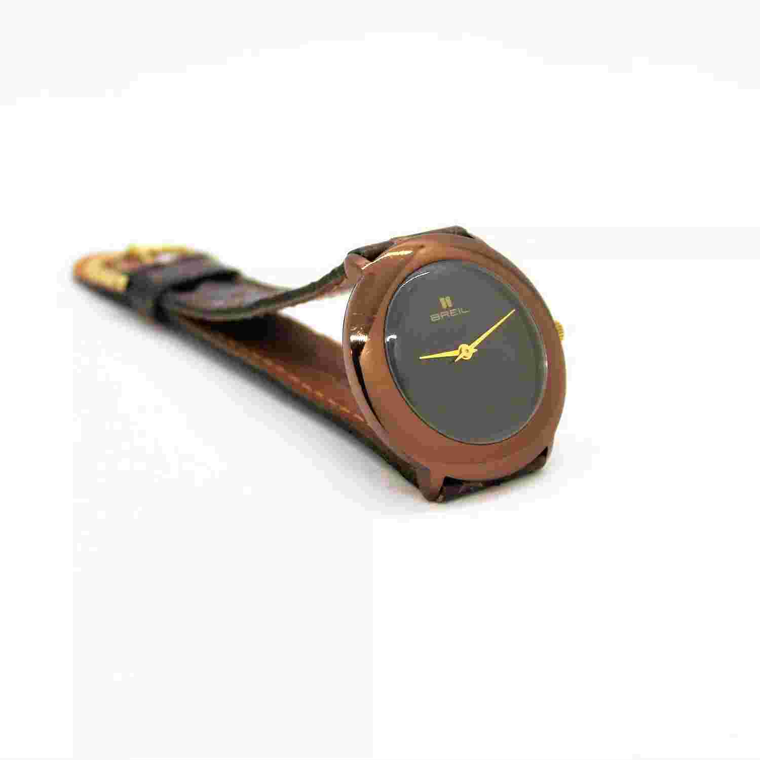 Quartz Watch by Breil Round in Steel with Brown Strap