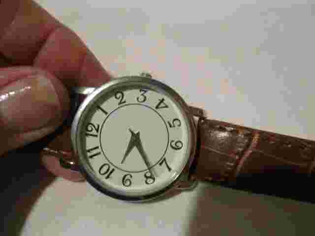 CALVIN HILL Watch on 9" Brown Faux Leather Band Silver Bezel w/White Face