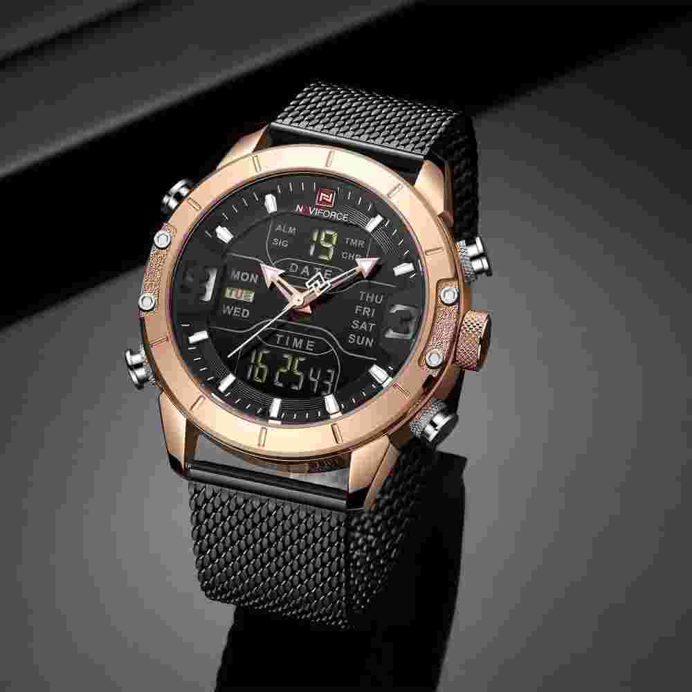 NAVIFORCE NF9153S RG/B BLACK STAINLESS STEEL MEN'S WATCH