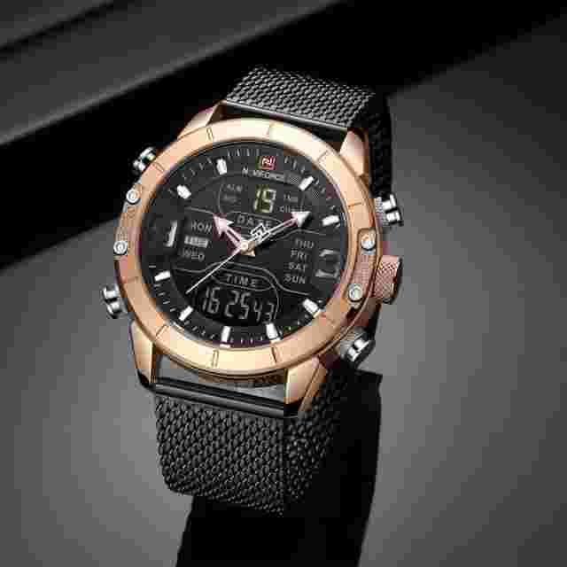 NAVIFORCE NF9153S RG/B BLACK STAINLESS STEEL MEN'S WATCH