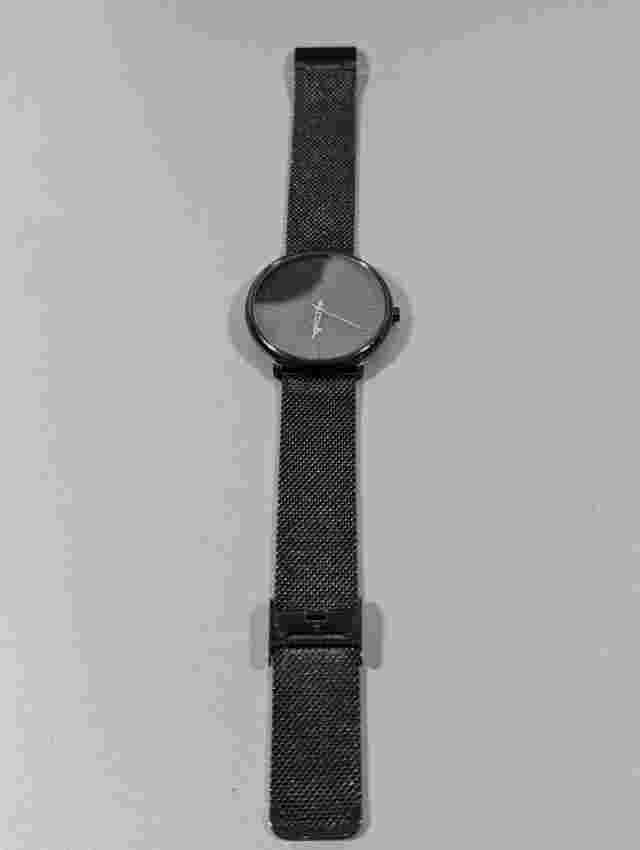 CRRJU Mens Black Dial Mesh Band 40mm Round Watch New Battery 7 inch Adjustable