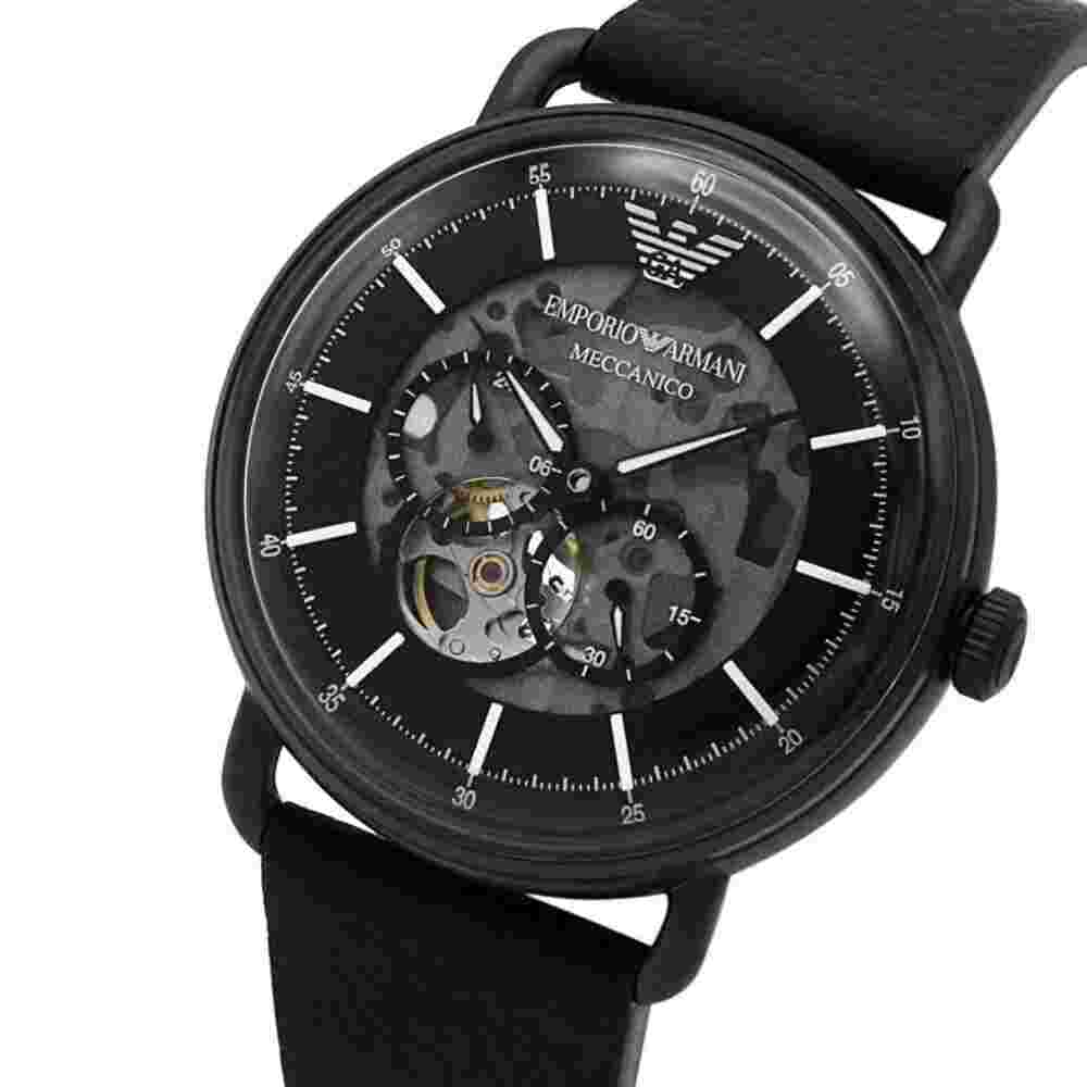 Emporio Armani Black Leather Strap Men Watch AR60028