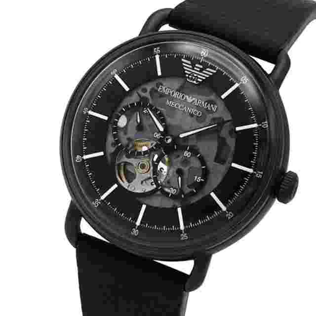 Emporio Armani Black Leather Strap Men Watch AR60028