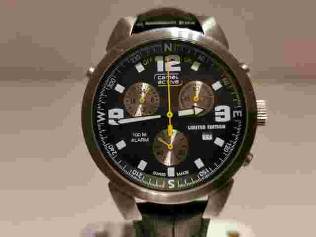 RETRO  SWISS RARE LIMITED EDITION MEN'S QUARTZ ALARM CHRONOGRAPH WATCH"CAMEL"