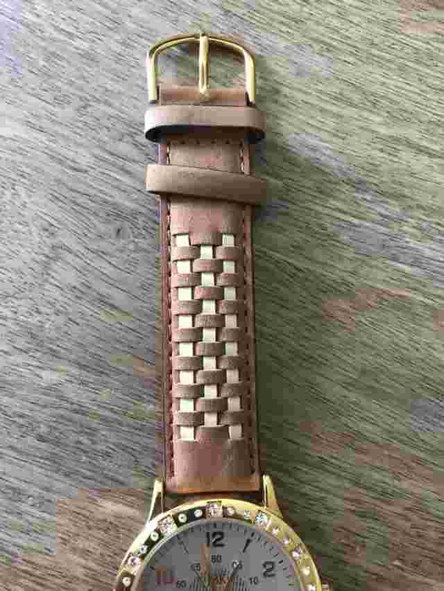 Camrose & Kross Jacqueline Kennedy Gold/Tan Woven Watch