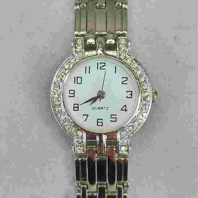 Haband Watch Women Quartz Rhinestone Bezel Silver Tone Bracelet Working