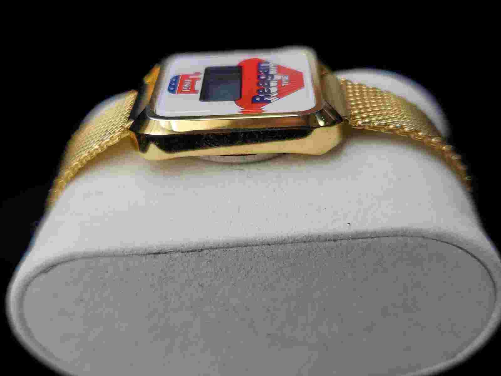 RARE Vintage "Reagan Time" Quartz Digital Gold-Tone Wrist Watch 1980