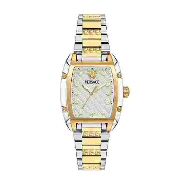 Versace Dominus Lady Quartz Watch PVD Gold Silver 44 8mm x 36mm VE8K00424