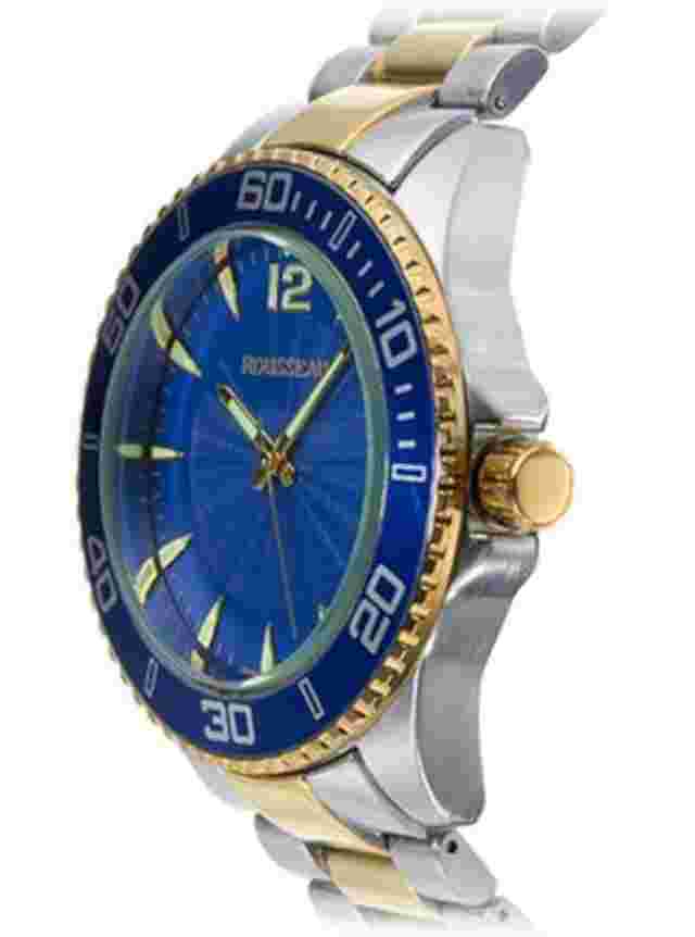 NEW Rousseau 9445 Men's Suter Luminous Blue Dial  Silver/Gold Band Watch