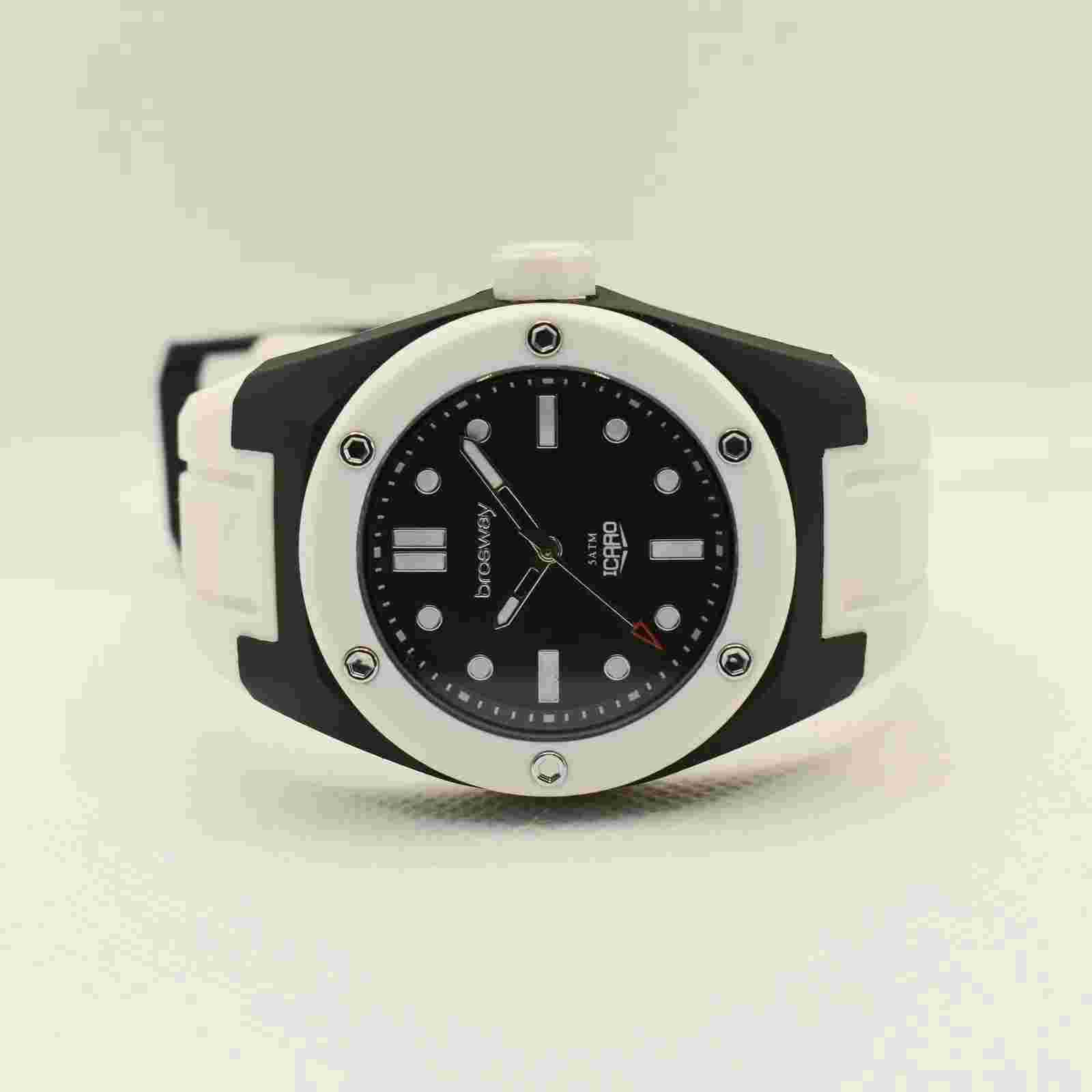 Brosway Icaro man's watch black and white rubber WIC04