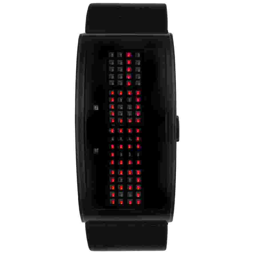 Giordano 1223-01 Watches Men's RED LED digital black leather watch Stainless