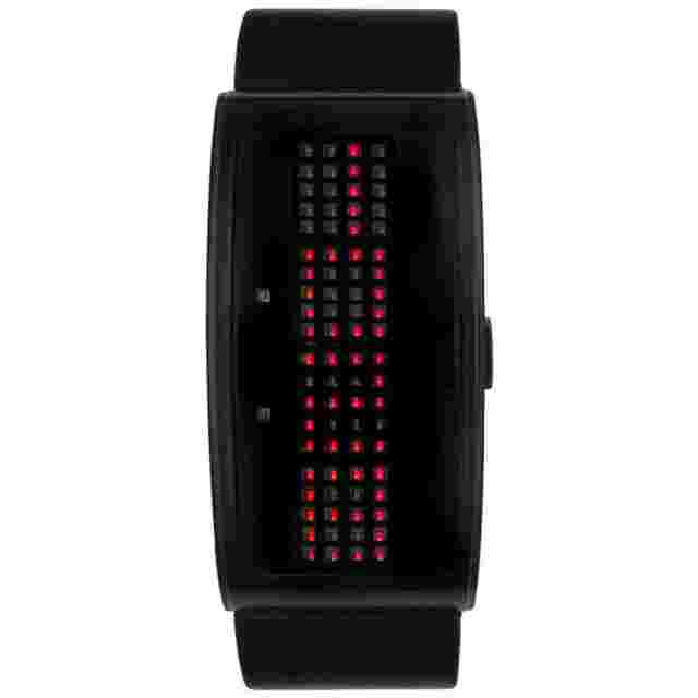 Giordano 1223-01 Watches Men's RED LED digital black leather watch Stainless