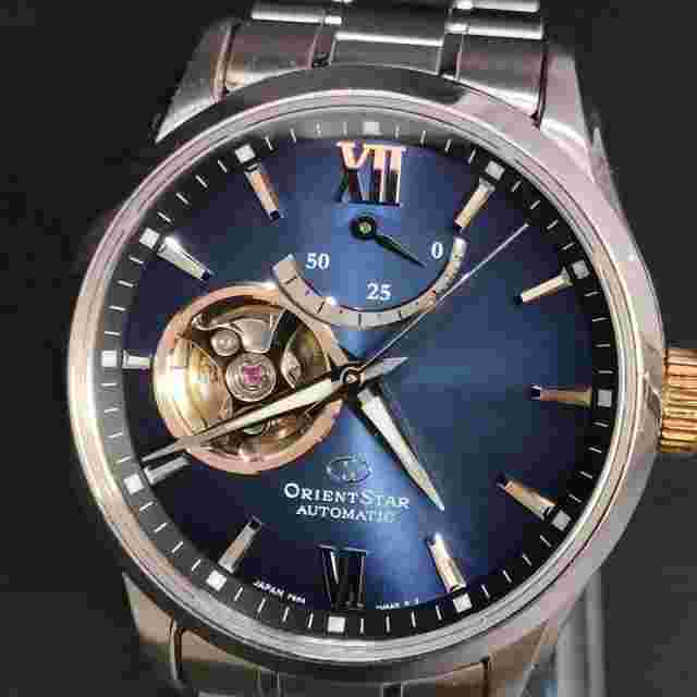 Orientstar F6R4 Automatic Men's Watch Navy Blue Silver Gold 762-3 Excellent