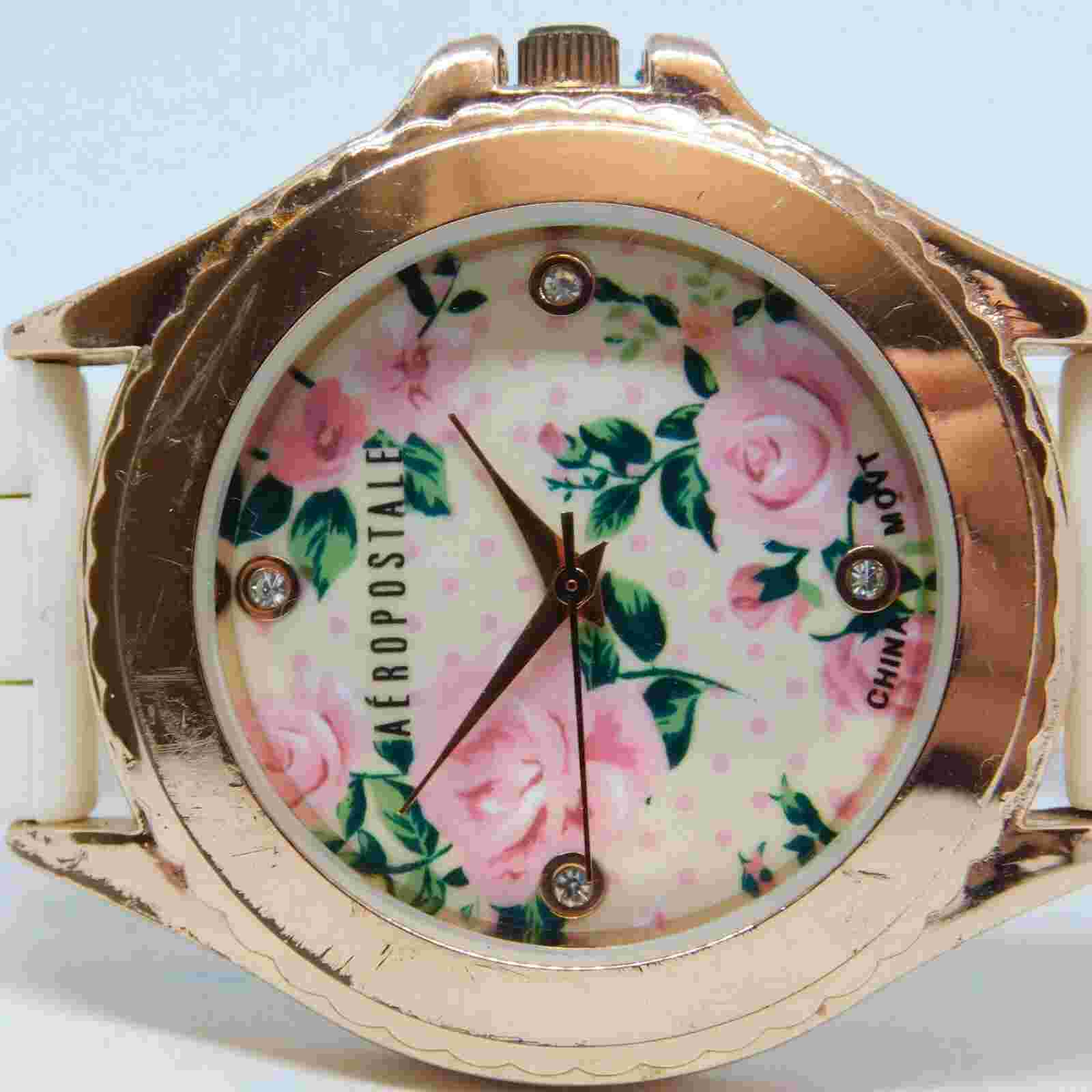 Aeropostale 08/15 Rose Gold Tone Case Quartz Analog Women's Watch New Battery