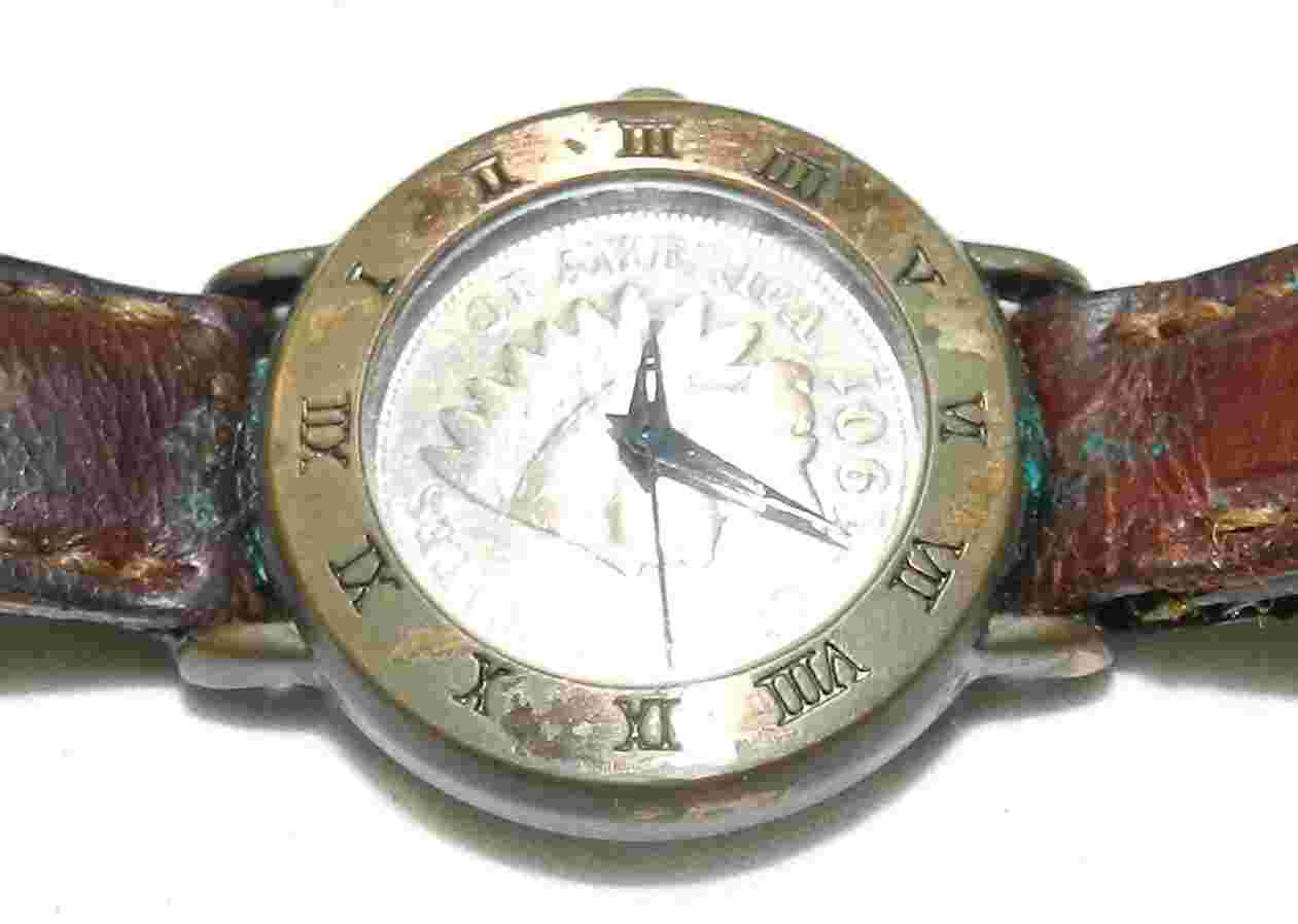 Women's Quartz Watch by Brittania w/ 1901 Indian head penny dial - needs battery