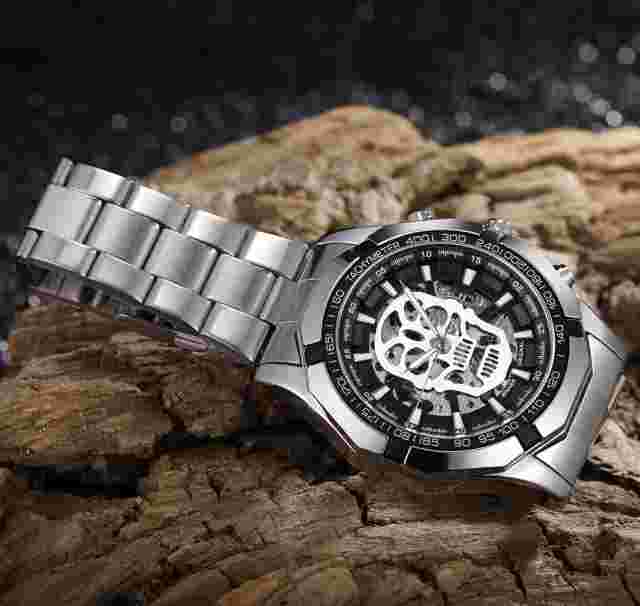 T-Winner Watch Men  Steampunk Luminous Skeleton Automatic Mechanical Watch
