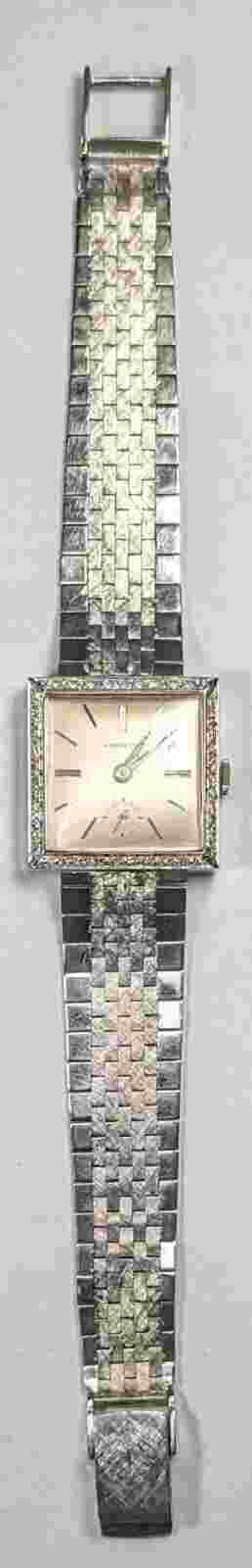 14K White Gold HAMILTON  Diamond Bezel  Model 730 Watch , Original Gold Band