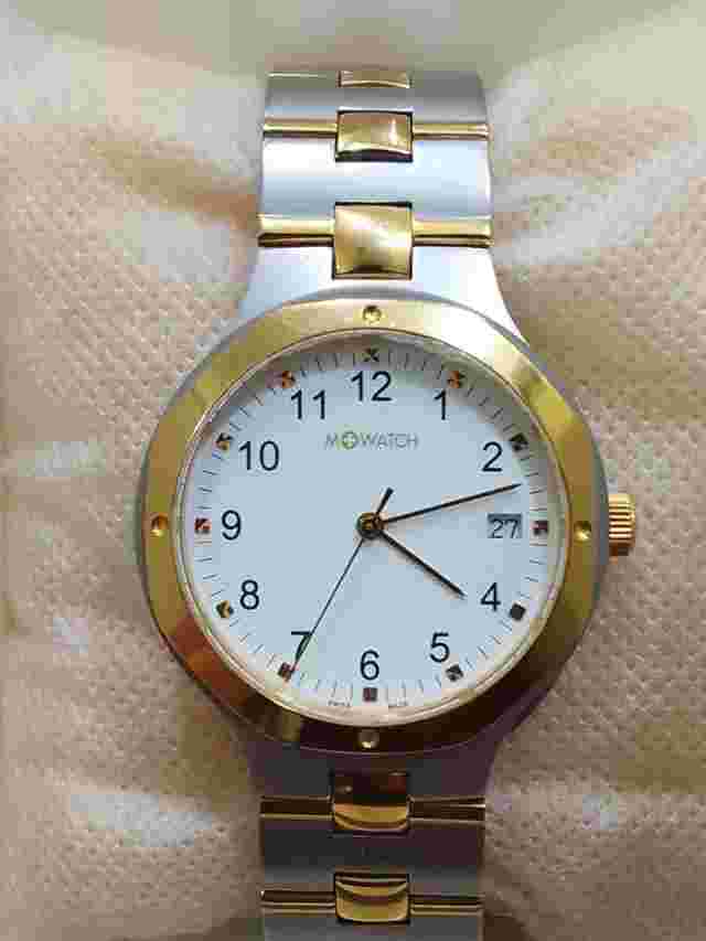 M-Watch Mondaine WRT.47 Wr 30M Gold Plated Mens Ronda Watch Steel Swiss Beautifu