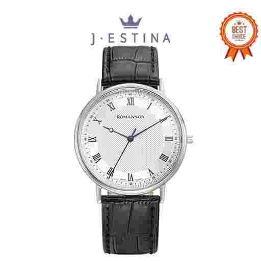 [J.ESTINA] [ROMANSON] Kyros Classic Slim Leather wristwatch (RWTLMM2B2003WHBK0)