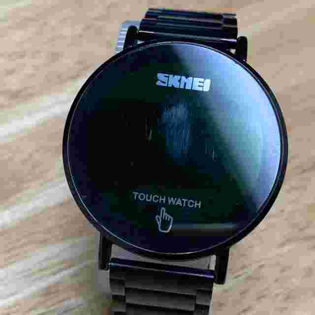 Skmei Mens 30m Black Round Touch Green LED Digital Quartz Watch~Date~New Battery