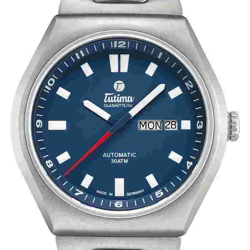 Tutima Glashutte 6150-02 M2 Coastline Stainless Steel Blue Face Watch