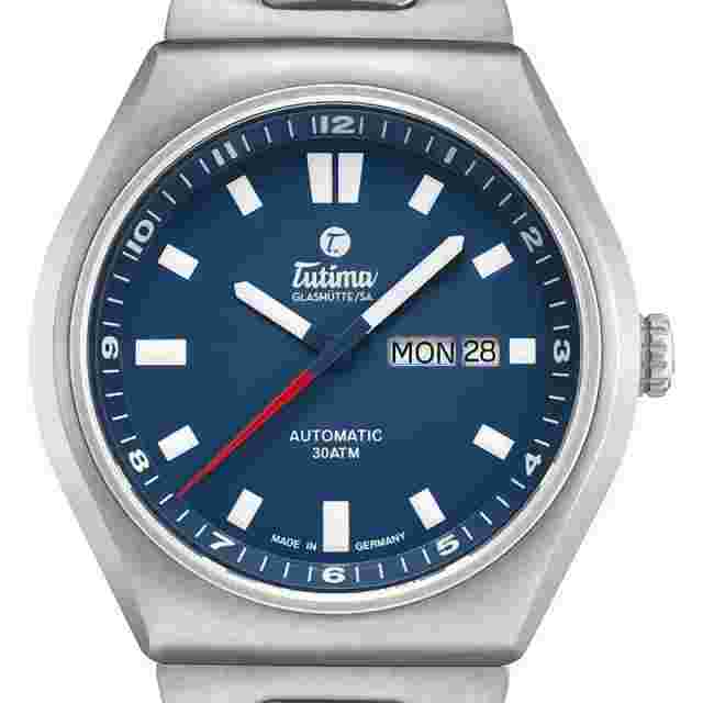 Tutima Glashutte 6150-02 M2 Coastline Stainless Steel Blue Face Watch