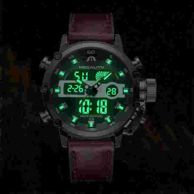 MEGALITH Upgraded Military Men Watch Japanese Quartz Multifunction Silver Superb