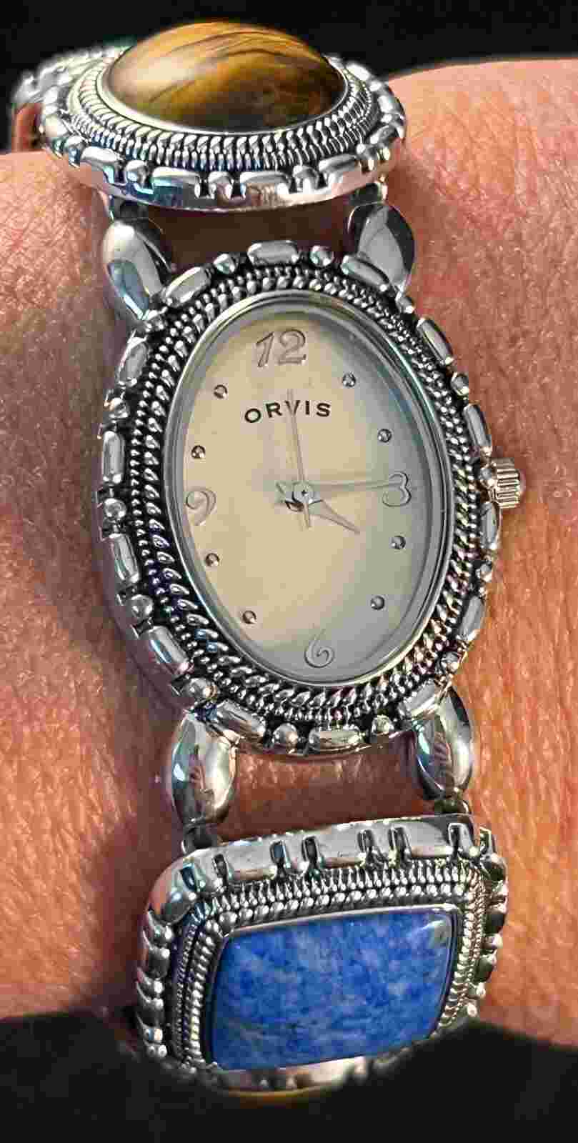 Women's Orvis watch with multi stones stretch band Beautiful! Size 7.5-8 wrist