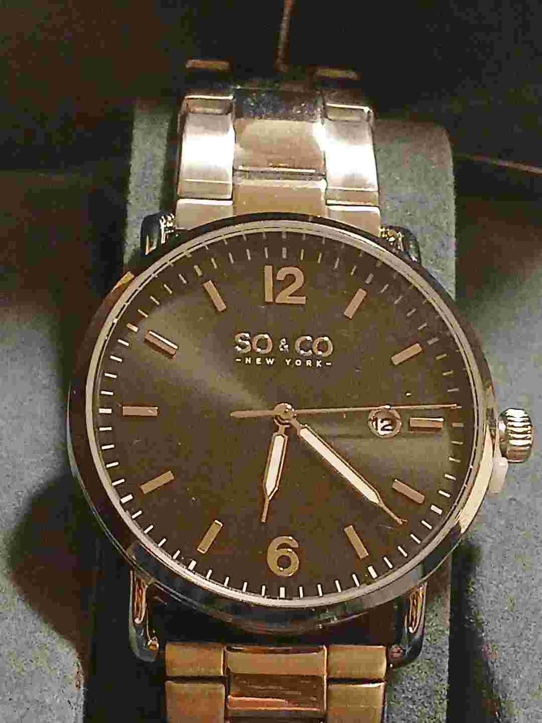SO & CO Madison T512 38mm Black Silver Color Chain Strap MSRP $299