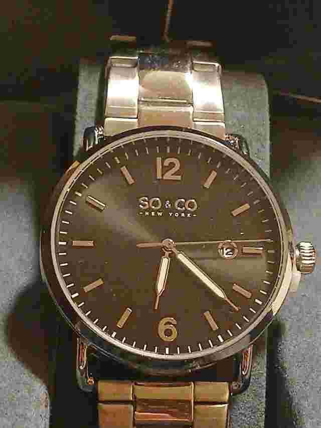 SO & CO Madison T512 38mm Black Silver Color Chain Strap MSRP $299