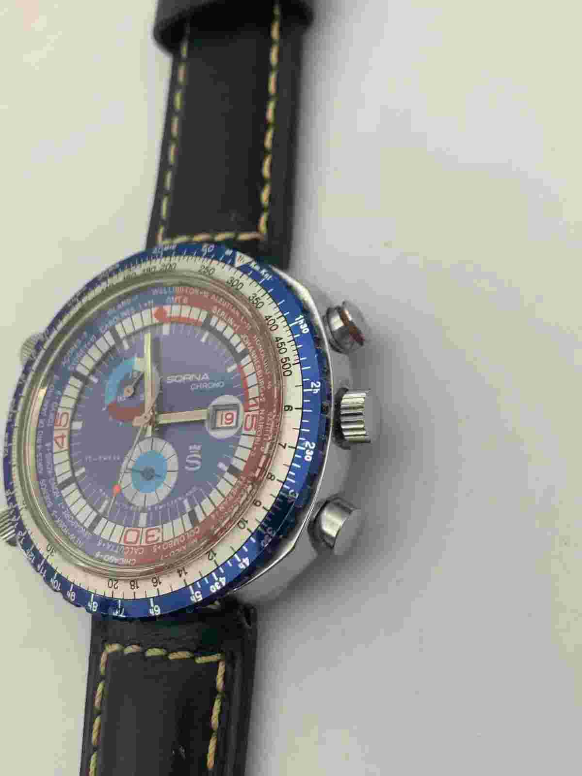 Stunning Rare Vintage Mechanical Swiss, Sorna Chronograph, 1970s