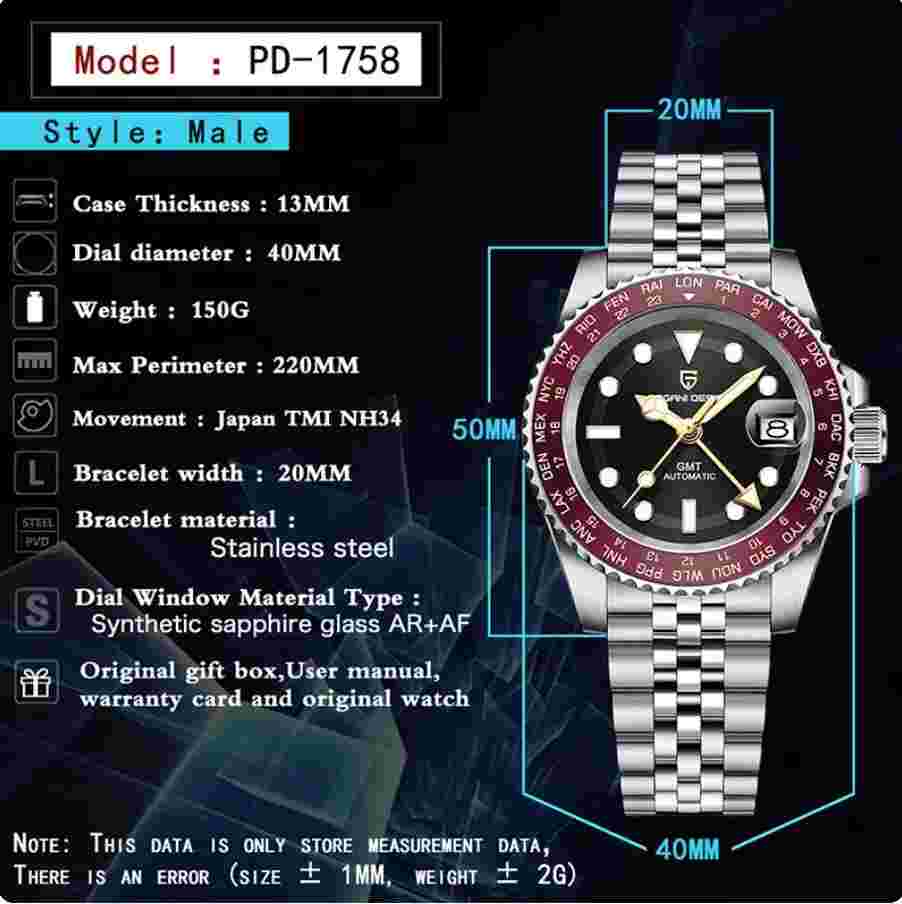 PAGANI DESIGN Luxury Men's Watches Automatic Mechanical Watches for Men Sapphire