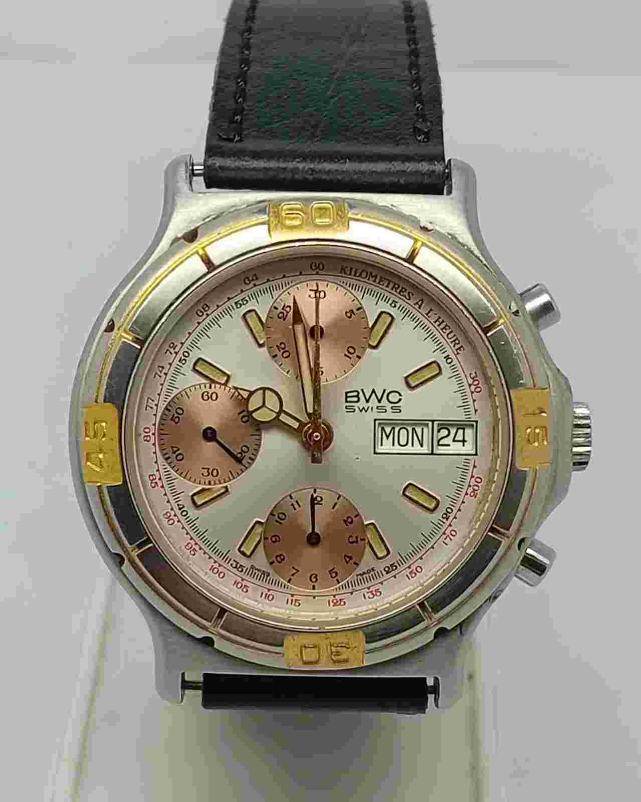 BWC SWISS MENS WATCH MECHANICAL CHRONOGRAPH CAL 7760 ETA MOVT 38MM