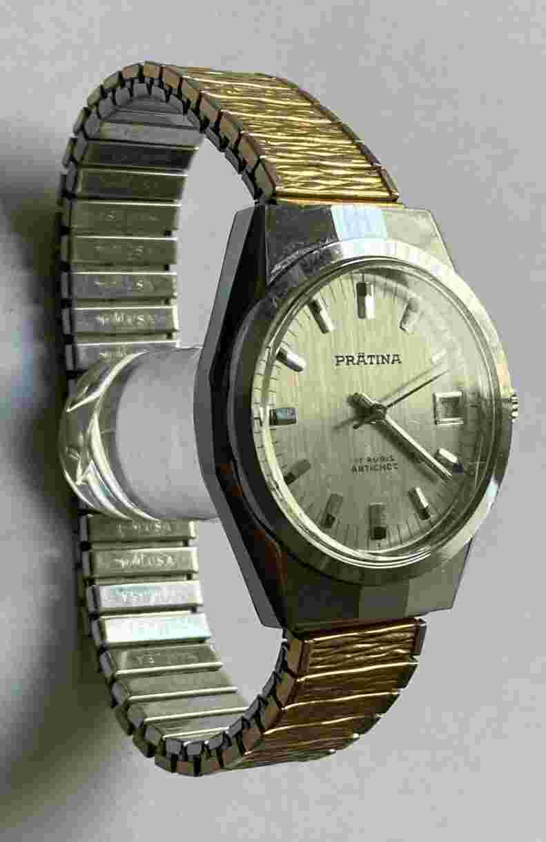 Prätina 17 Ruby with Date - Manual Winding - Vintage Men's Watch - Work Running