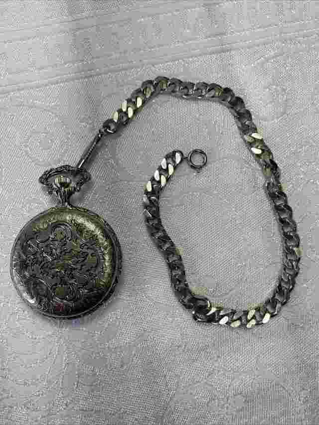 Vintage PIERRE JACQUARD Pocket Watch & Chain Silver - Parts Repair