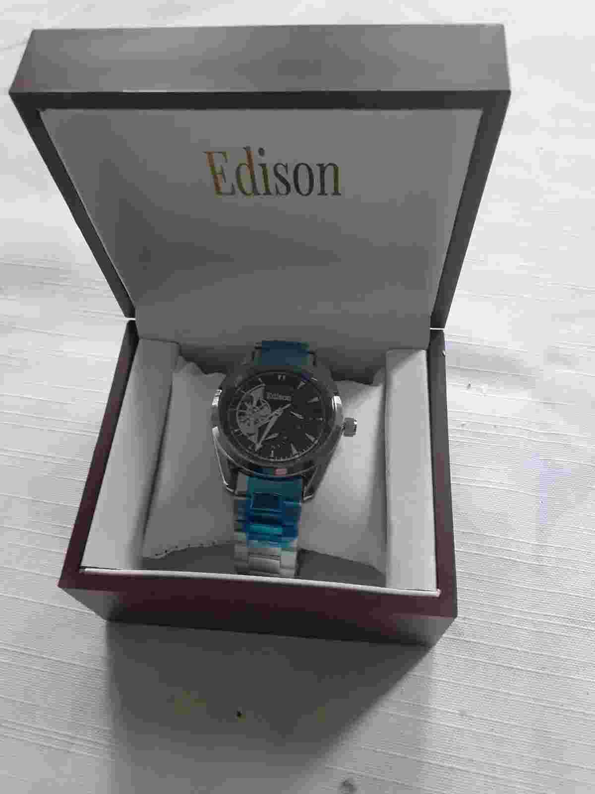 Men's Automatic Edison Watch with Moon face Silver & Gold.