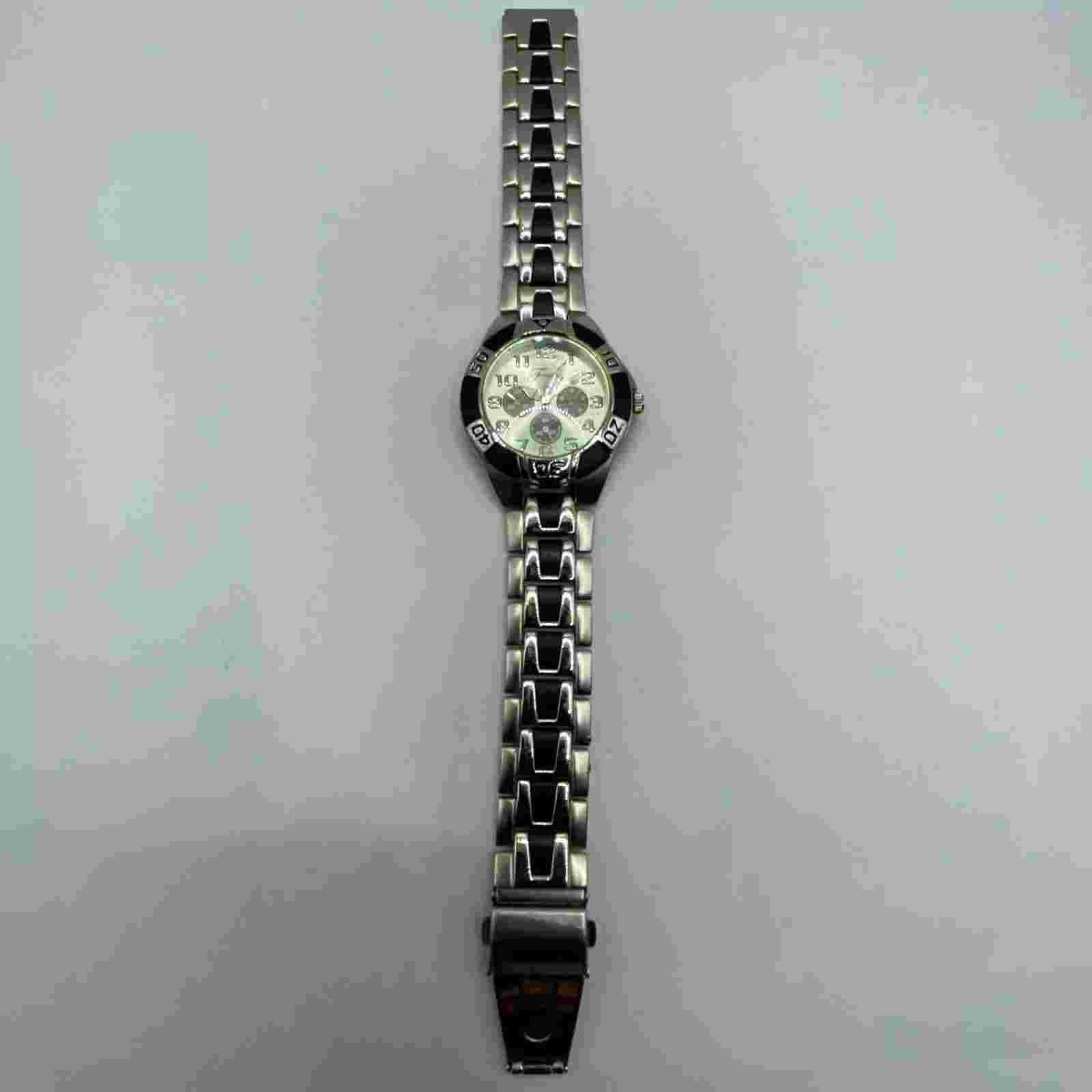 Mens Fondini Quartz Silver Tone Wristwatch Untested For Parts/Repair 43mm