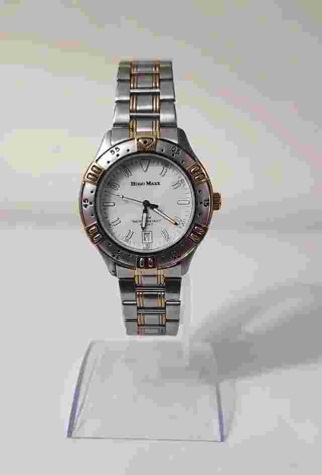Hugo Maxx Watch Two Tone 18K Gold Plated Date Window New Battery 5.75"