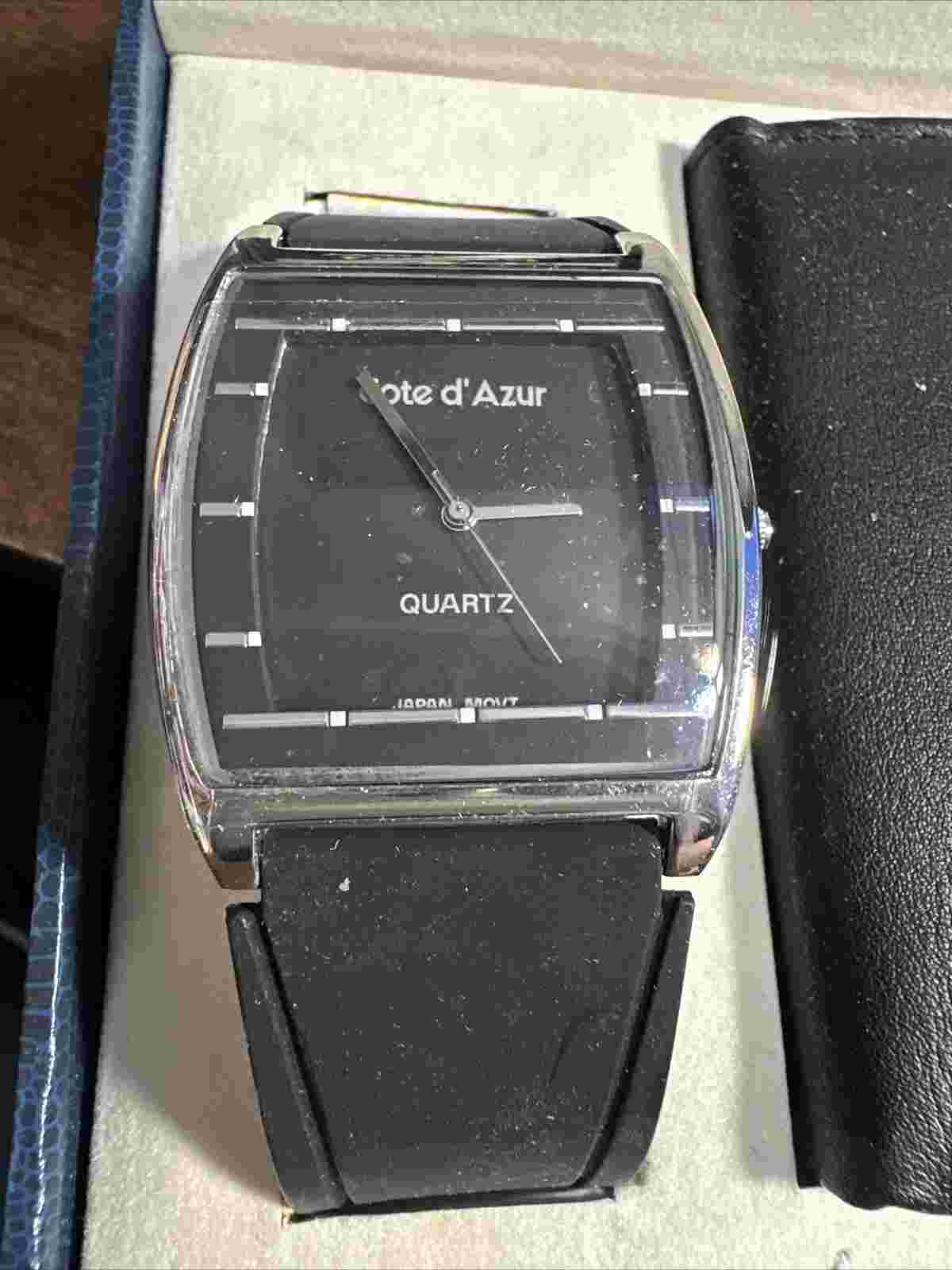 Cote d'Azur Quartz Watch Men's & Durible Bifold Wallet Black