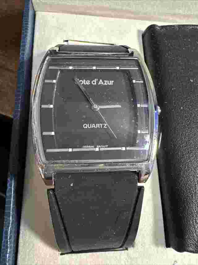 Cote d'Azur Quartz Watch Men's & Durible Bifold Wallet Black
