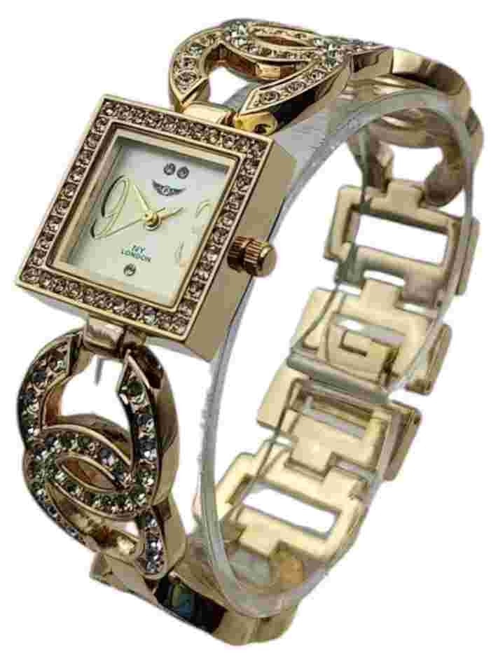 NY LONDON Women’s Watch Fashion Dress Diamond Gold for Ladies Analog Quartz