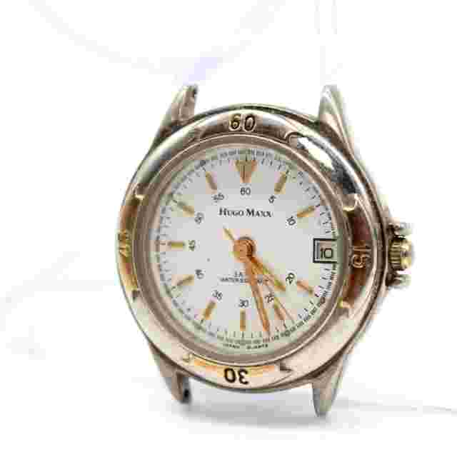 Vintage Hugo Maxx Watch Womens Silver Tone Stainless Steel Designer White Dial