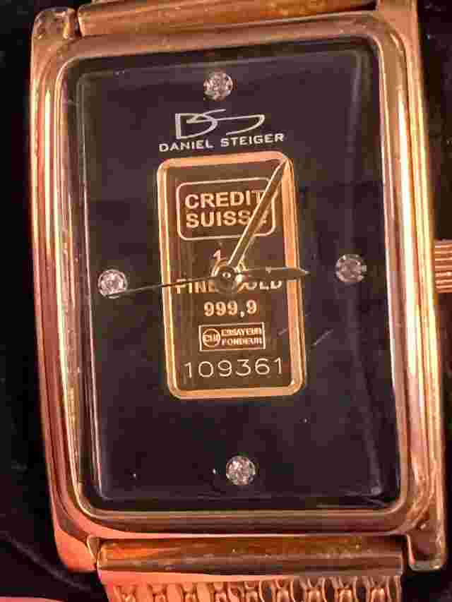 Daniel Stieger Gold Ingot Bar Watch, 1 Gram Gold Ingot, Credit Suisse .999