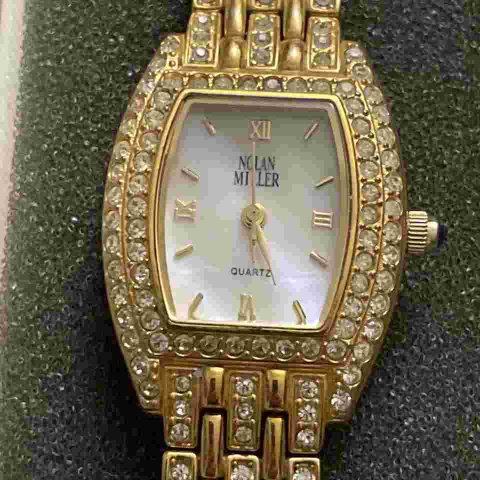Nolan Miller Glamour Collection Gold Tone & Stones Watch