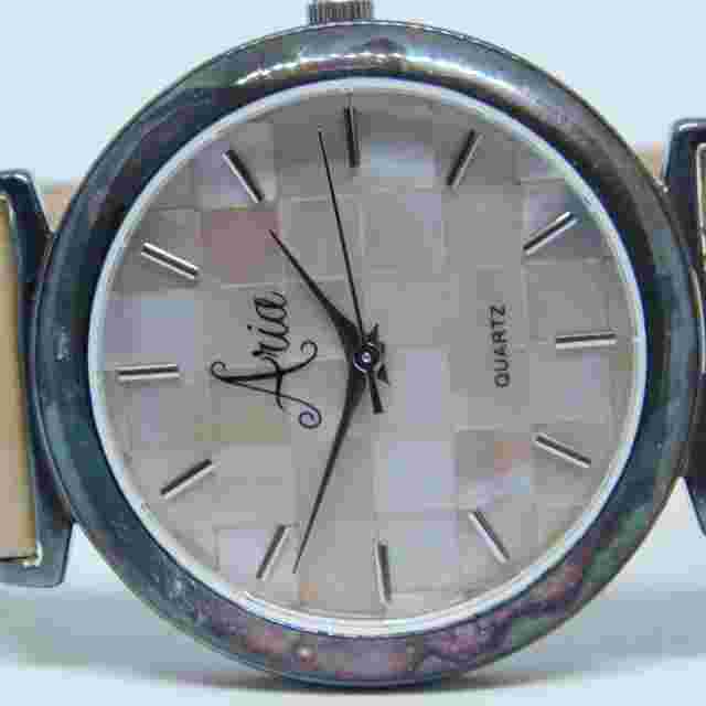 Aria 925 Sterling Silver Case Quartz Analog Women's Watch New Battery