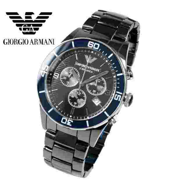 Emporio Armani Mens Black Ceramic Chrono Watch AR1429